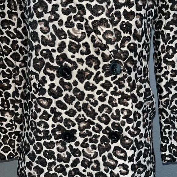 ANTHROPOLOGIE Leopard Animal Print Double Breasted Jacket Coat - EUC - Size 0 - Picture 3 of 16